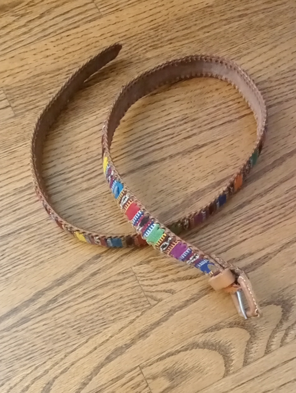 Multicolor Woven Leather Women’s Belt Length 36"